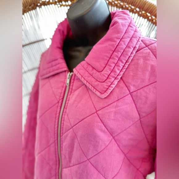 NWT Wild Fable Pink Bomber Size Large Quilted Full Zip - Picture 2 of 14